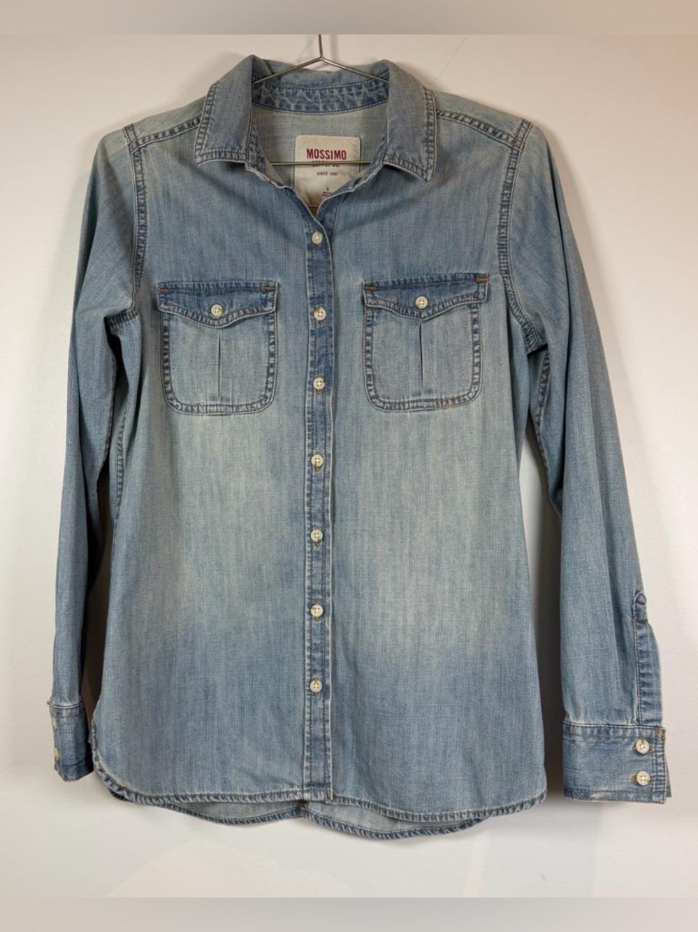 Mossimo Supply Co. Light Blue Denim Button-Up Shirt Small